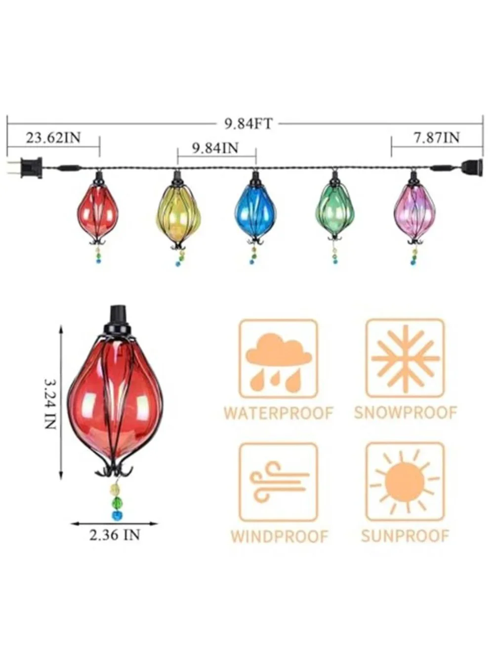 Outdoor String Lights Multicolor LED Patio Lights Waterproof Party Wedding